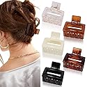 ATODEN Square Hair Clips Set - 5 Pcs Mini Acrylic Claw Clips for Short, Thin and Medium Hair, Non-Slip Hair Clamps and Jaw Clips, Hair Accessories