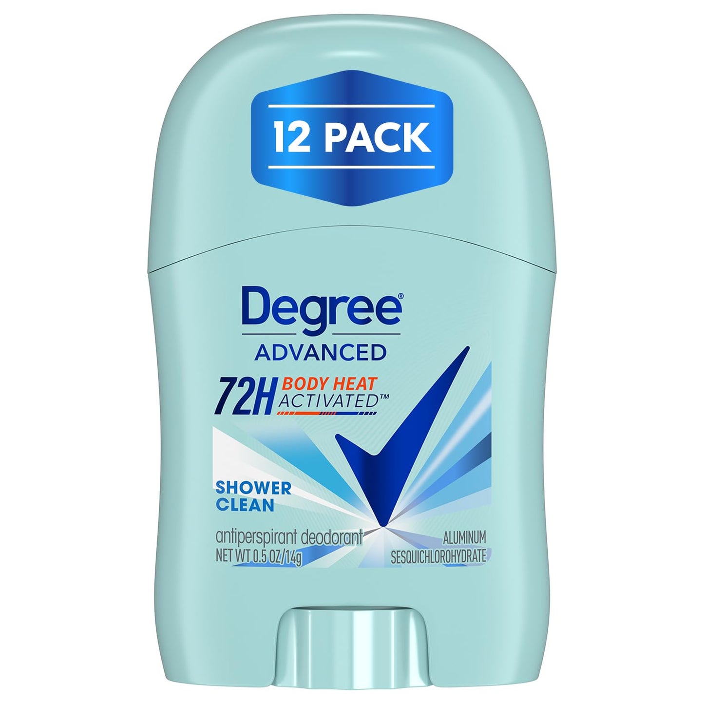 Degree Advanced Antiperspirant Deodorant, Shower Clean 12-Pack - Travel Deodorant for Women, 72H Protection, 0.5 Oz Ea