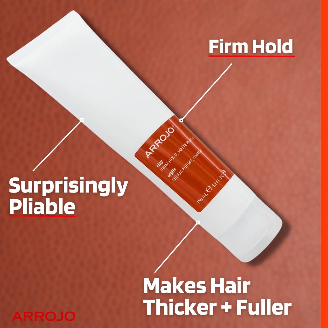 Arrojo Texture Clay, 5.1oz - Sulfate & Paraben Free Matte Hair Clay with Beeswax & Kaolin - Strong Hold, Pliable Styling for Men