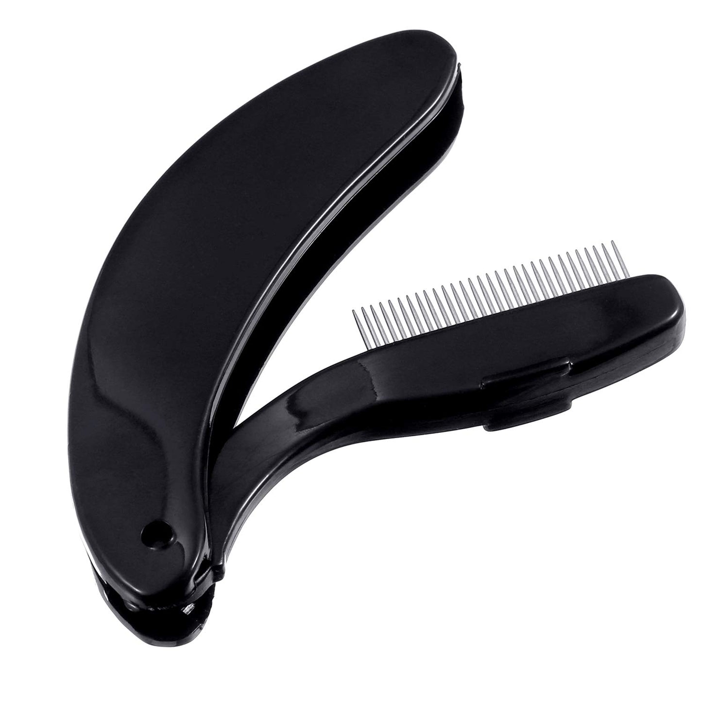 TecUnite Folding Eyelash Comb, Stainless Eyebrow Comb Eyelash and Brow Makeup Brush (3 Black and 3 Pink)