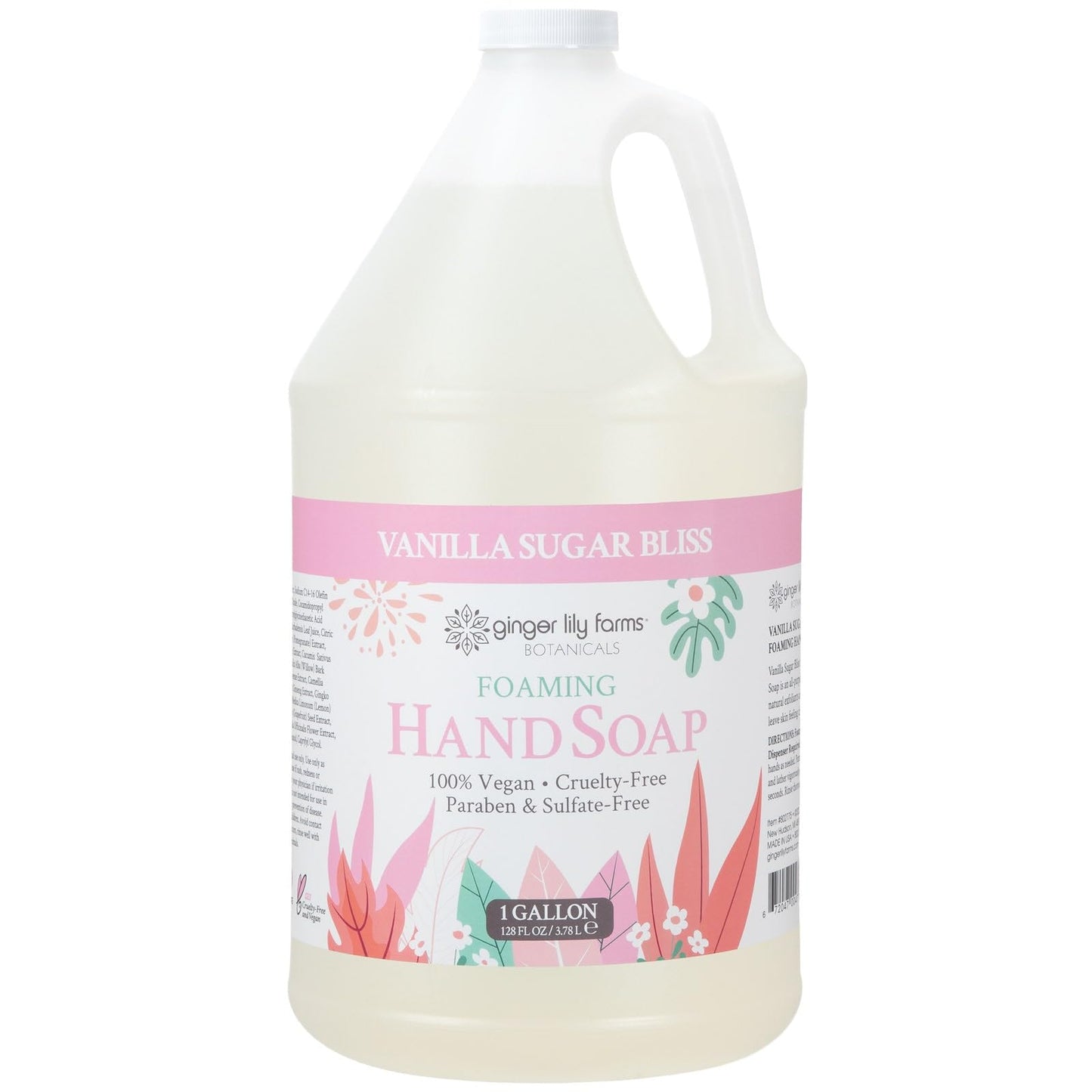 Ginger Lily Farms Botanicals All-Purpose Foaming Hand Soap Refill, 100% Vegan & Cruelty-Free, Vanilla Sugar Bliss Scent, 1 Gallon (128 fl oz)