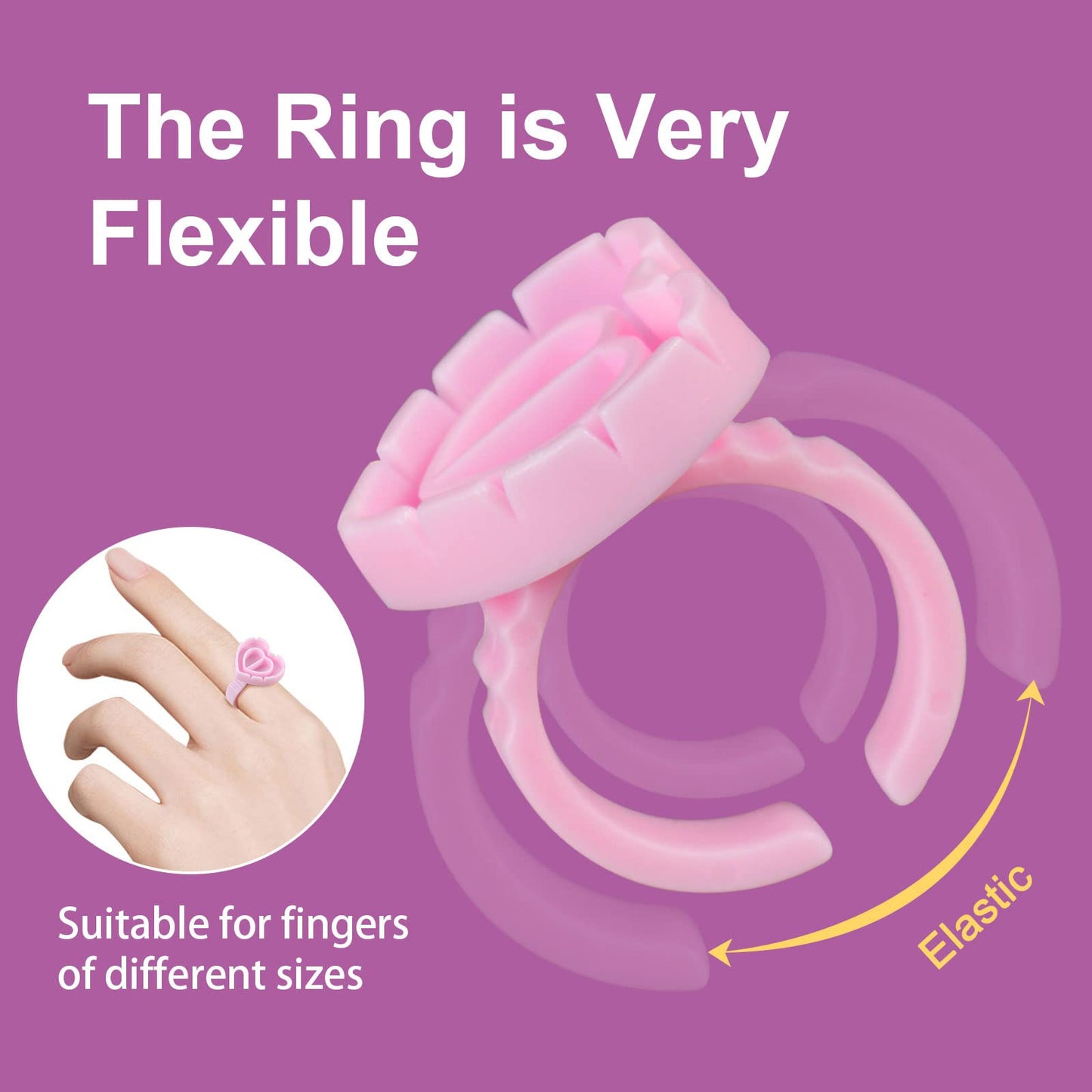 ZXMFDZ 100PCS Glue Rings Lash Rings for Glue, Pigment Rings for Eyelash Extensions Eyelash Glue Holder Lash Glue Ring Smart Disposable Cups Pink