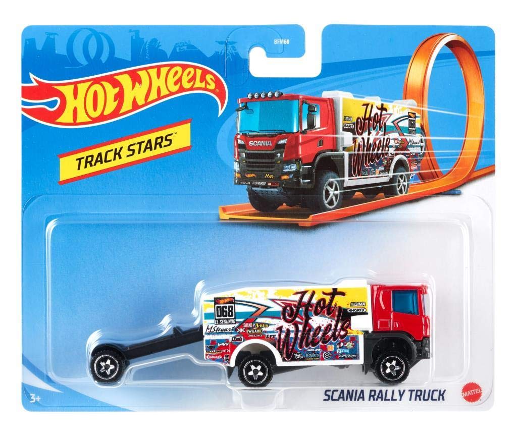 Hot Wheels Toy Truck & Car, Trackin' Trucks, 1:64 Scale Racing Rig & Car for On- & Off-Track Play (Styles May Vary)