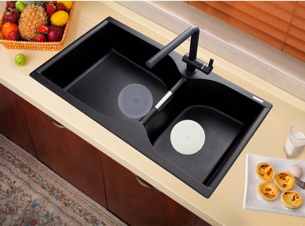 V-TOP Tub Stopper 2 Pack, 6 inches Large Silicone Drain Plug Hair Stopper Flat Suction Cover for Kitchen Gadgets Bathroom Accessories and Laundry