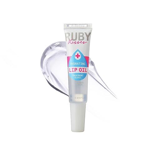 Ruby Kisses Hydrating Clear Lip Oil Treatment Gloss (1 Pack), Hydrates & Heals with Vitamin E & Jojoba, Lightweight Non-Greasy Formula with Almond
