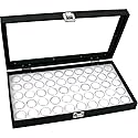 Glass Top Jewelry Display Case Box White 50 Gem Jars