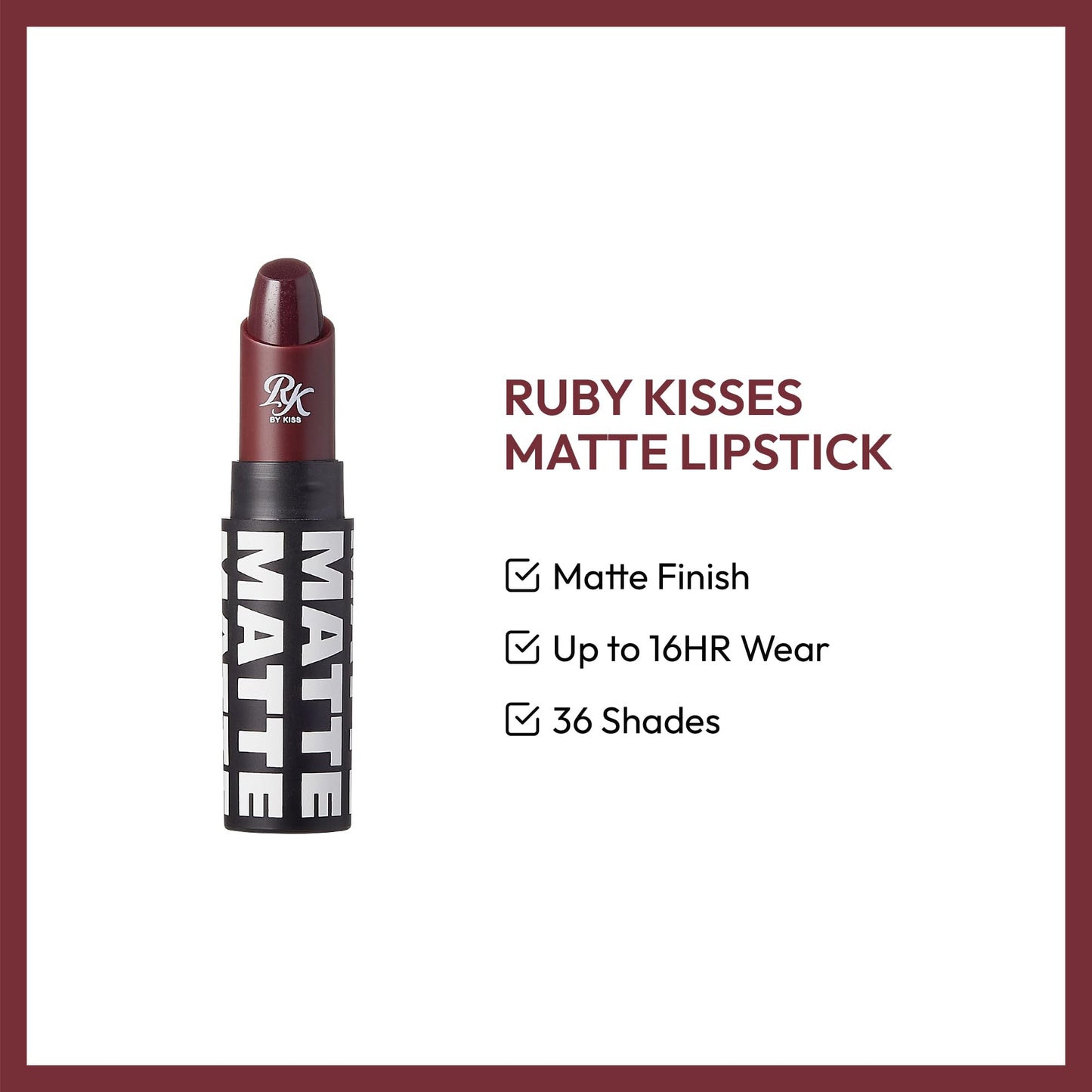 Ruby Kisses Ultra Matte Super Rich Lipstick 3.5g/0.12oz (RMLS32 HEART THROB)