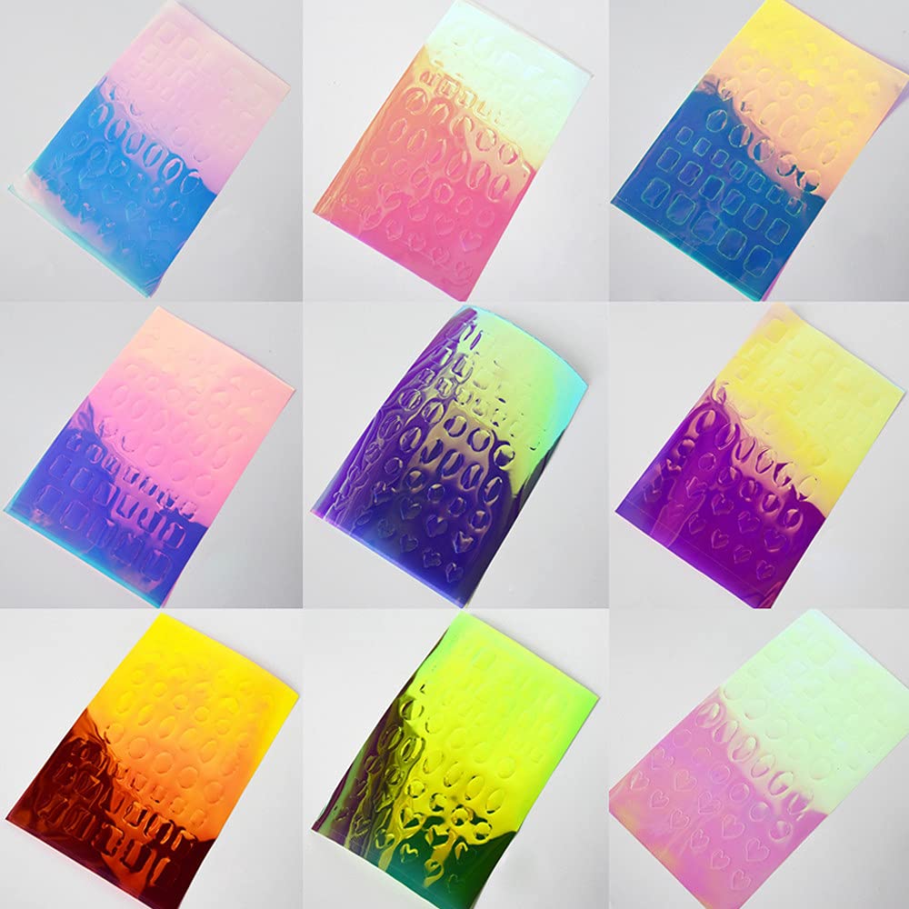 Dornail 11 Sheets Aurora Holographic Nail Foil Film - Broken Glass & Laser Nail Decals for DIY Nail Art