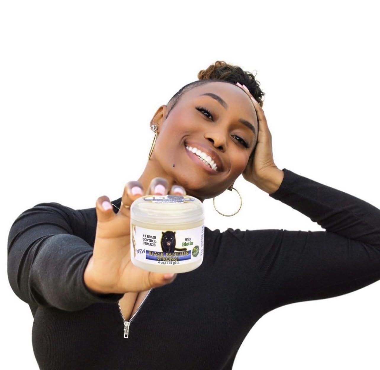 Black Panther Vegan Edge & Braid Control Pomade with Biotin – Strong Flexible Hold for Braids, Locs & Twists, All Hair Types, 2-Pack (1 oz each)