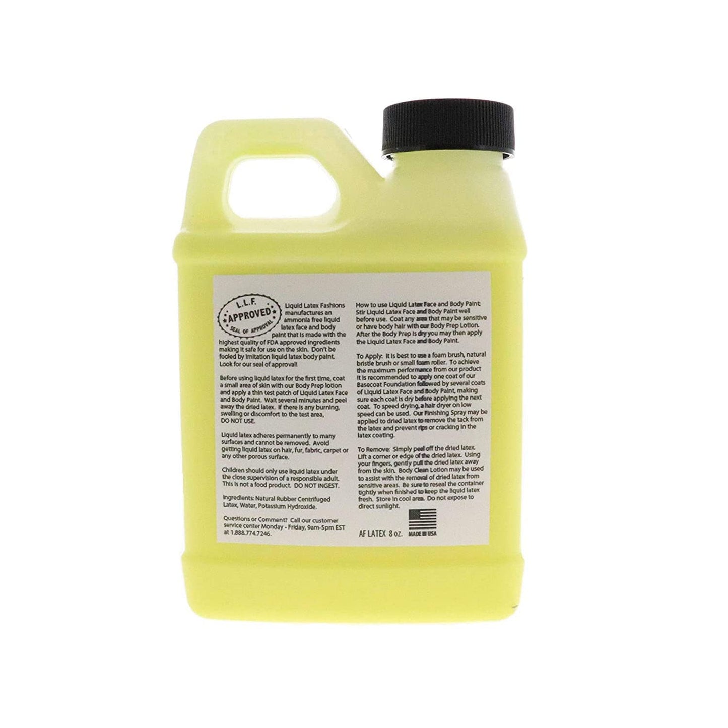 Fluorescent Yellow 8 Oz - Liquid Latex Face and Body Paint, Black Light UV Reactive GLOW, Art, Theater, School Plays, Cosplays and Concerts!