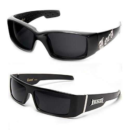 Locs 2 Pair Gangster Sunglasses - 1 9052 Black & 1 9058 Black