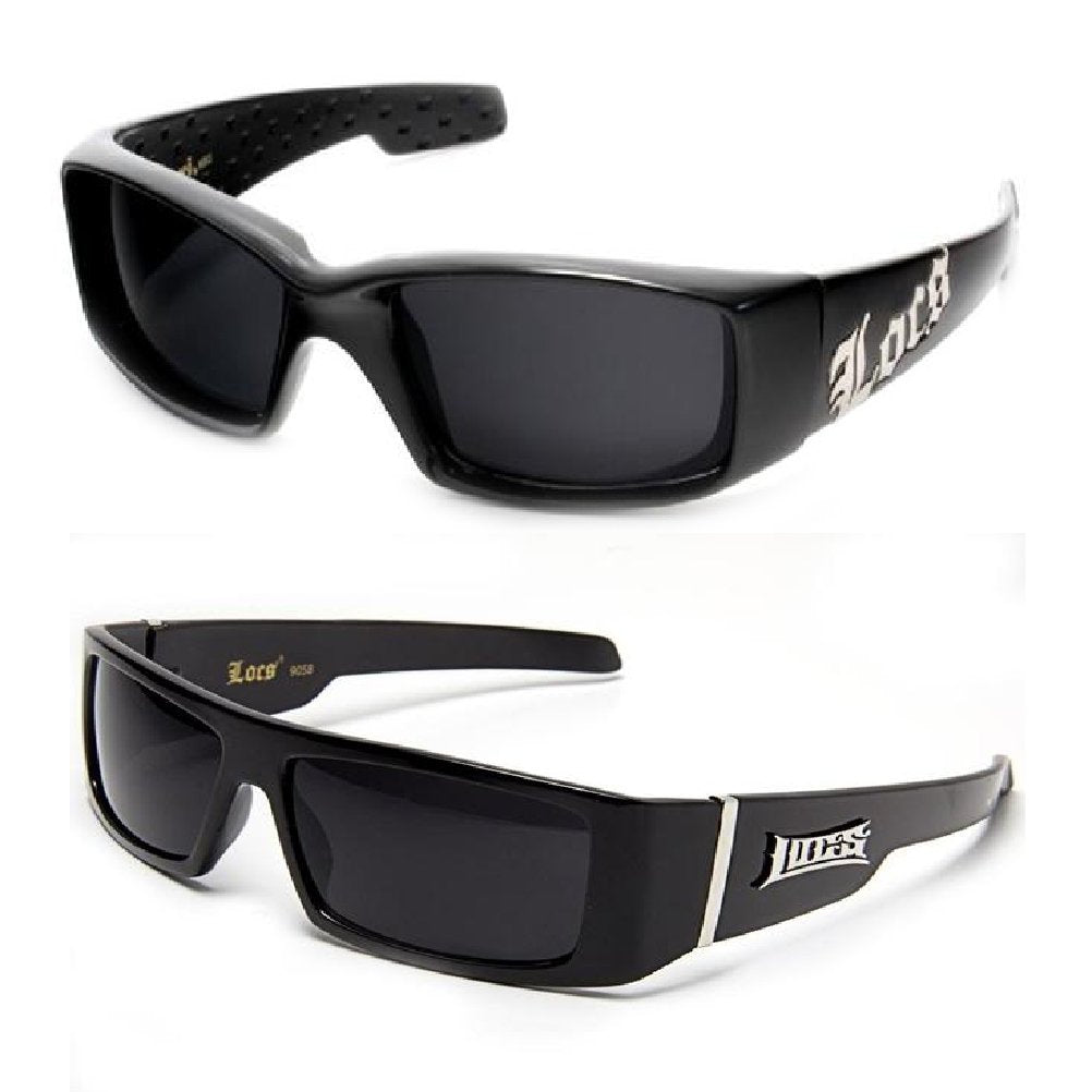Locs 2 Pair Gangster Sunglasses - 1 9052 Black & 1 9058 Black