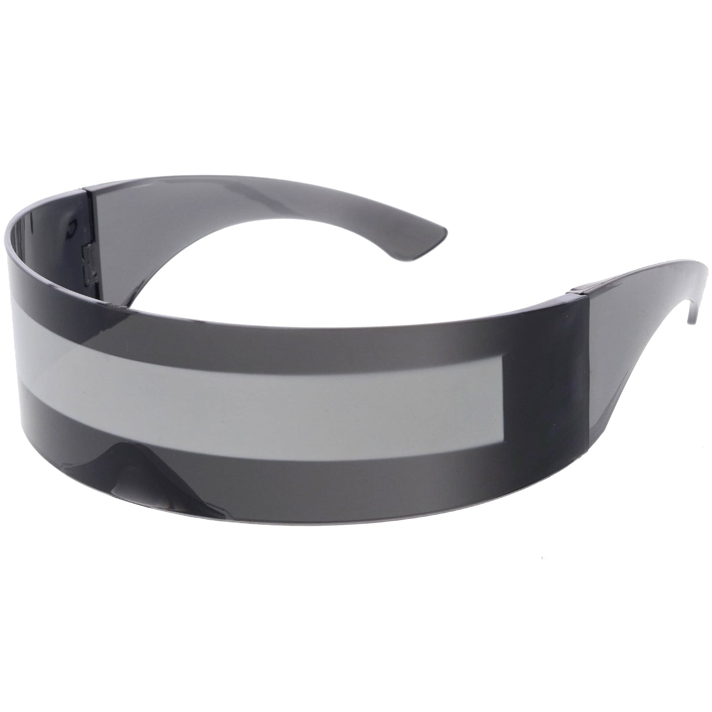 zeroUV - 80s Futuristic Cyclops Cyberpunk Visor Sunglasses with Semi Translucent Mirrored Lens (Smoke/Silver)
