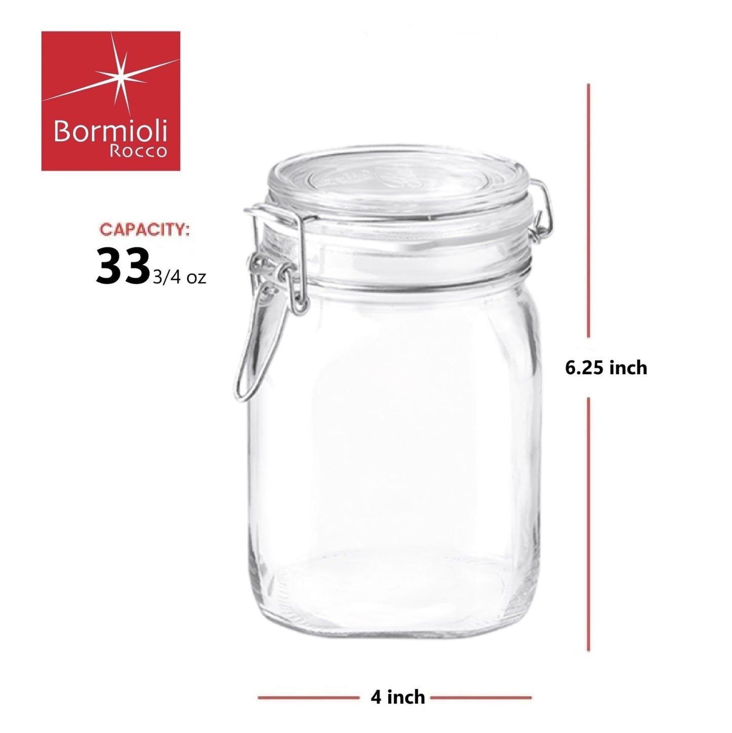 Bormioli Rocco Clear Glass Storage Jars: Airtight Hinged Lid With Leak Proof Gasket, Wide Mouth Canister Kitchen Food Container - For Zero Waste Air…