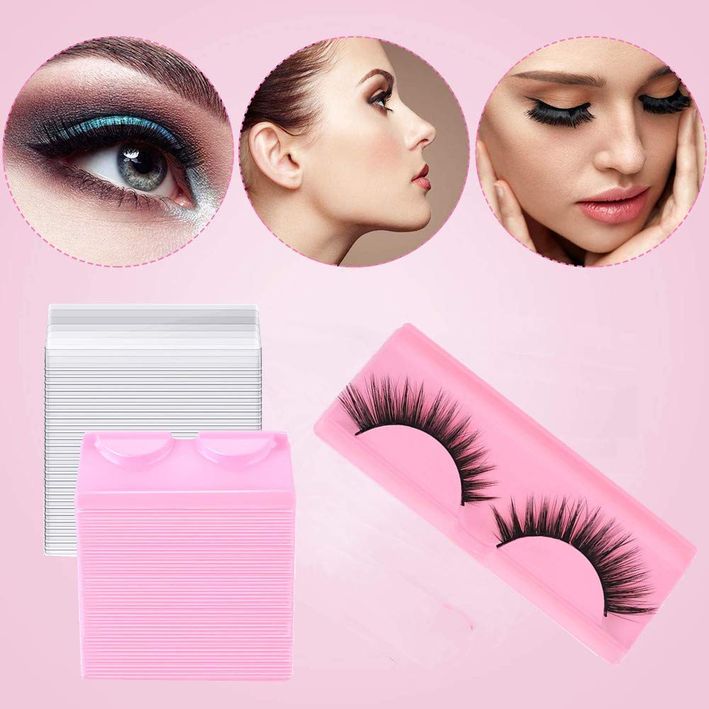 LapangZi 50Pcs False Eyelash Case Lash Boxes Packaging Wholesale Eyelash Holder Storage Box Empty Plastic Case Unit Container Makeup Organizer