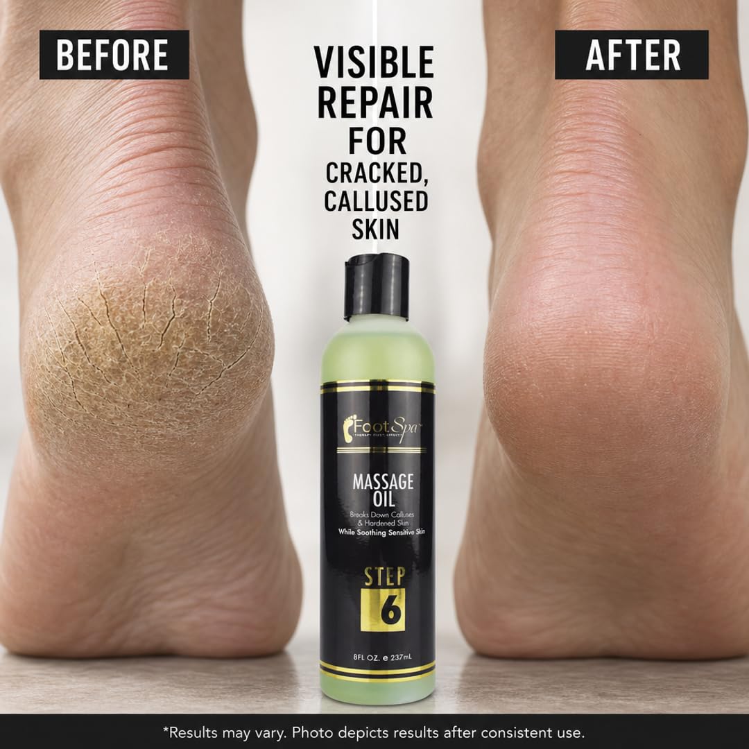 Foot SPA Pedicure Massage Oil - Tea Tree, Peppermint & Eucalyptus Blend for Callus Softening & Cracked Heel Repair | Cooling Relief | Professional