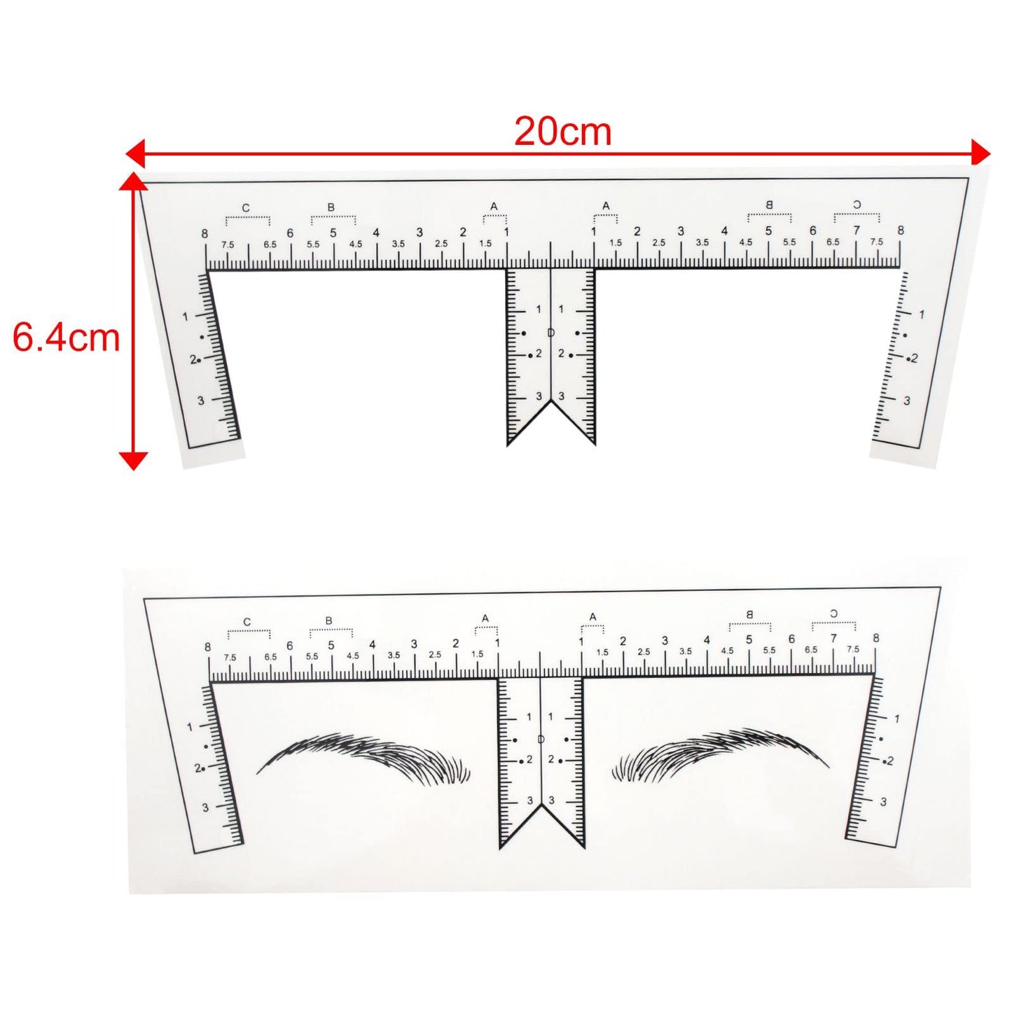 Guapa 50pcs/Pack Eyebrow Ruler with Brow Shape Disposable Microblading Ruler Sticker Adhesive Brows Positioning Measure Tool