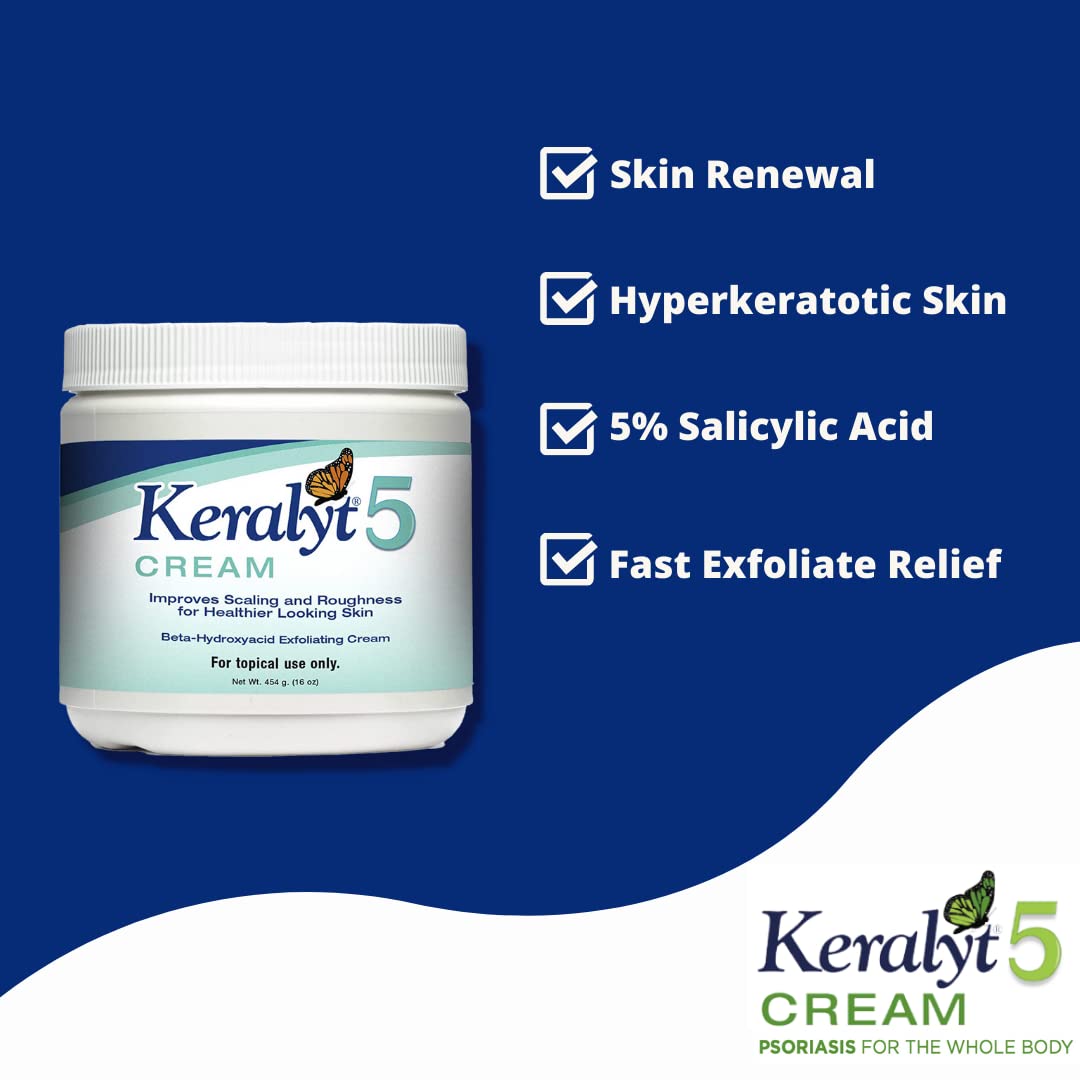 Keralyt 5 Psoriasis Cream - Full Body 5% Salicylic Acid Exfoliating Skin Lotion - Promotes Relief from Itchy, Redness, Dryness, Roughness, and Flakey