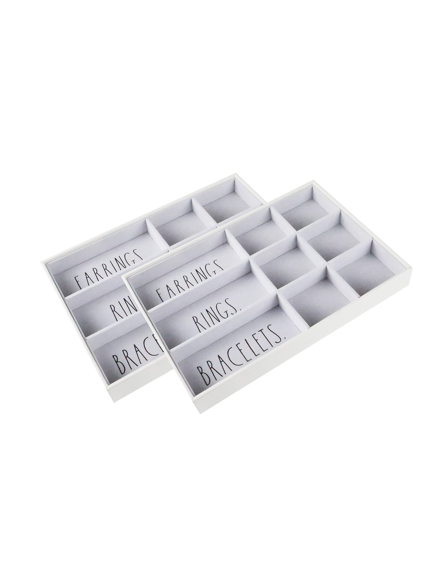 Rae Dunn Jewelry Tray - Jewelry Drawer Organizer - Set of 2 Stackable Jewelry Organizer Trays - Storage Box for Earring, Ring, Bracelet, Necklace…
