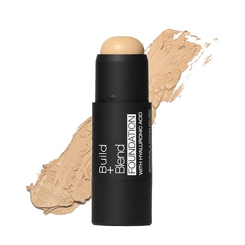 Palladio BUILD & BLEND Foundation Stick, Medium Coverage Buildable Contour Stick for Face, Ultra Blendable Creamy Formula for a Natural Shine Free