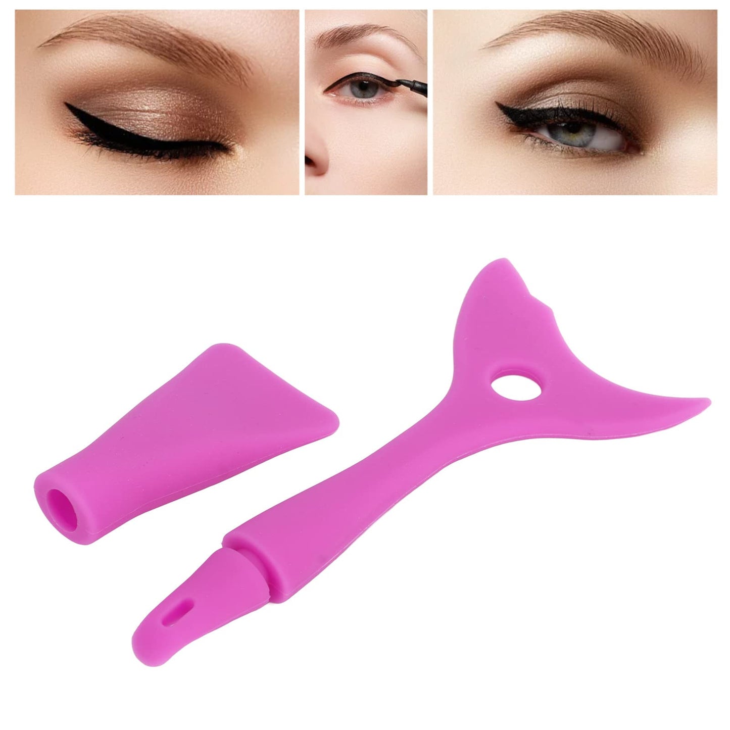 Multifunctional Silicone Shadow Makeup Stencil Mask Brush, Reusable Eye Stencil Tool for Cosmetics (Purple)