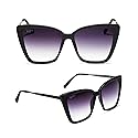 DIFF Heidi Lightweight Cat Eye Sunglasses for Women, Matte Black + Sharp Grey Gradient