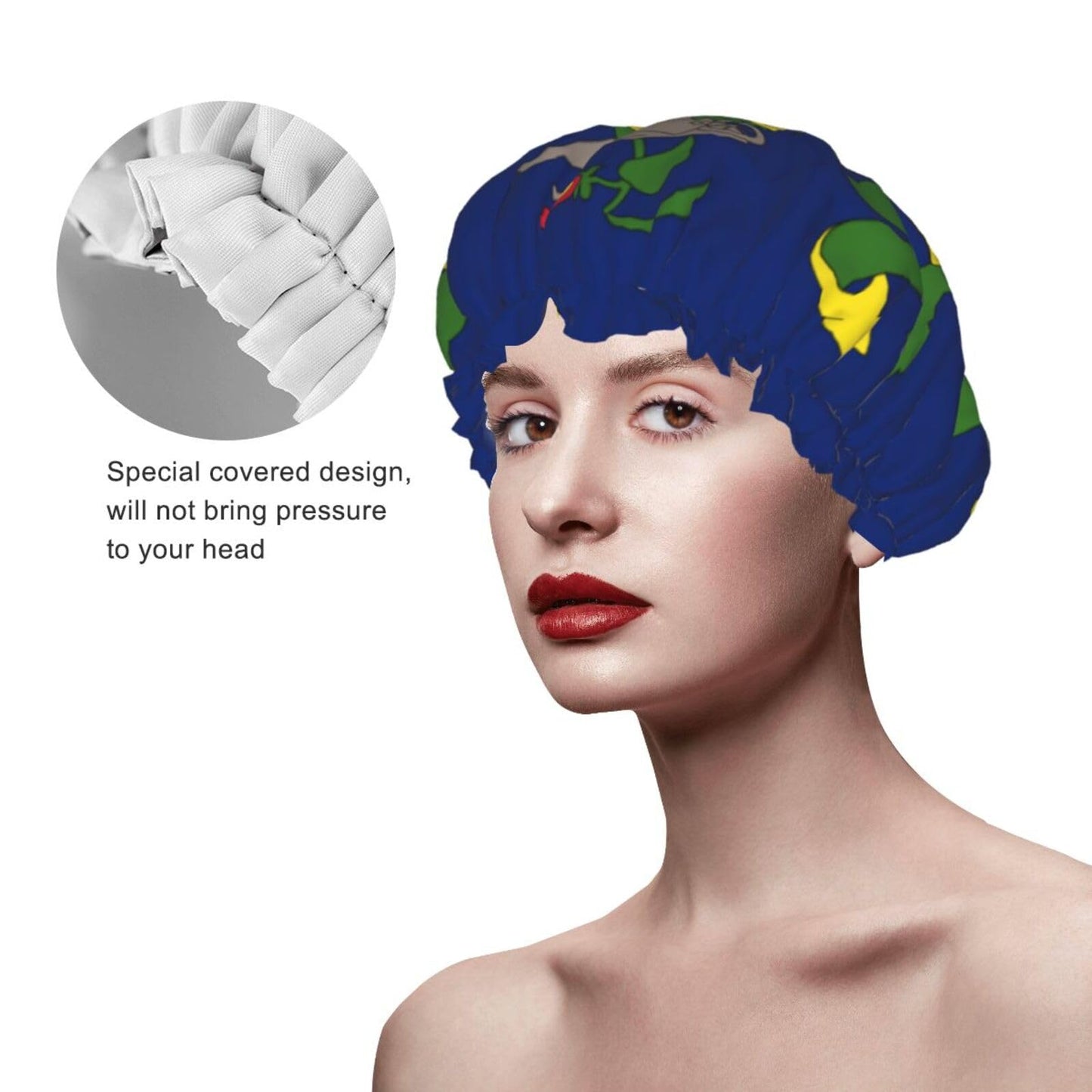 Pitcairn Islands Flag Prints Shower Cap Double Layer Lined Waterproof Bathing Shower Hat Beauty and Personal Care Hayyett
