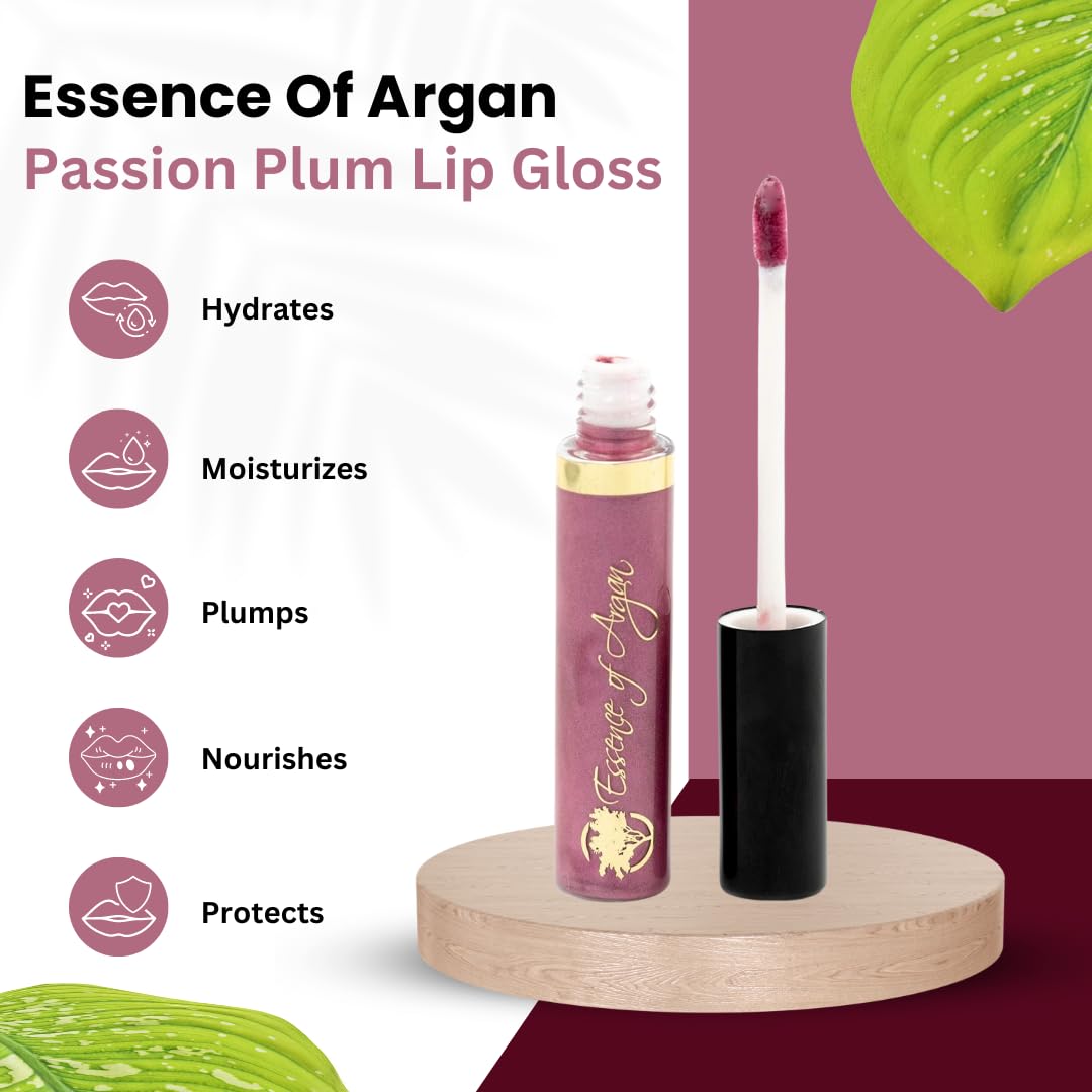 Essence Of Argan Pink Lip Gloss with Moroccan Argan Oil - Matte Finish Plumping Lip Gloss for Dry & Cracked Lips - Hydrating Moisturizer for Chapped