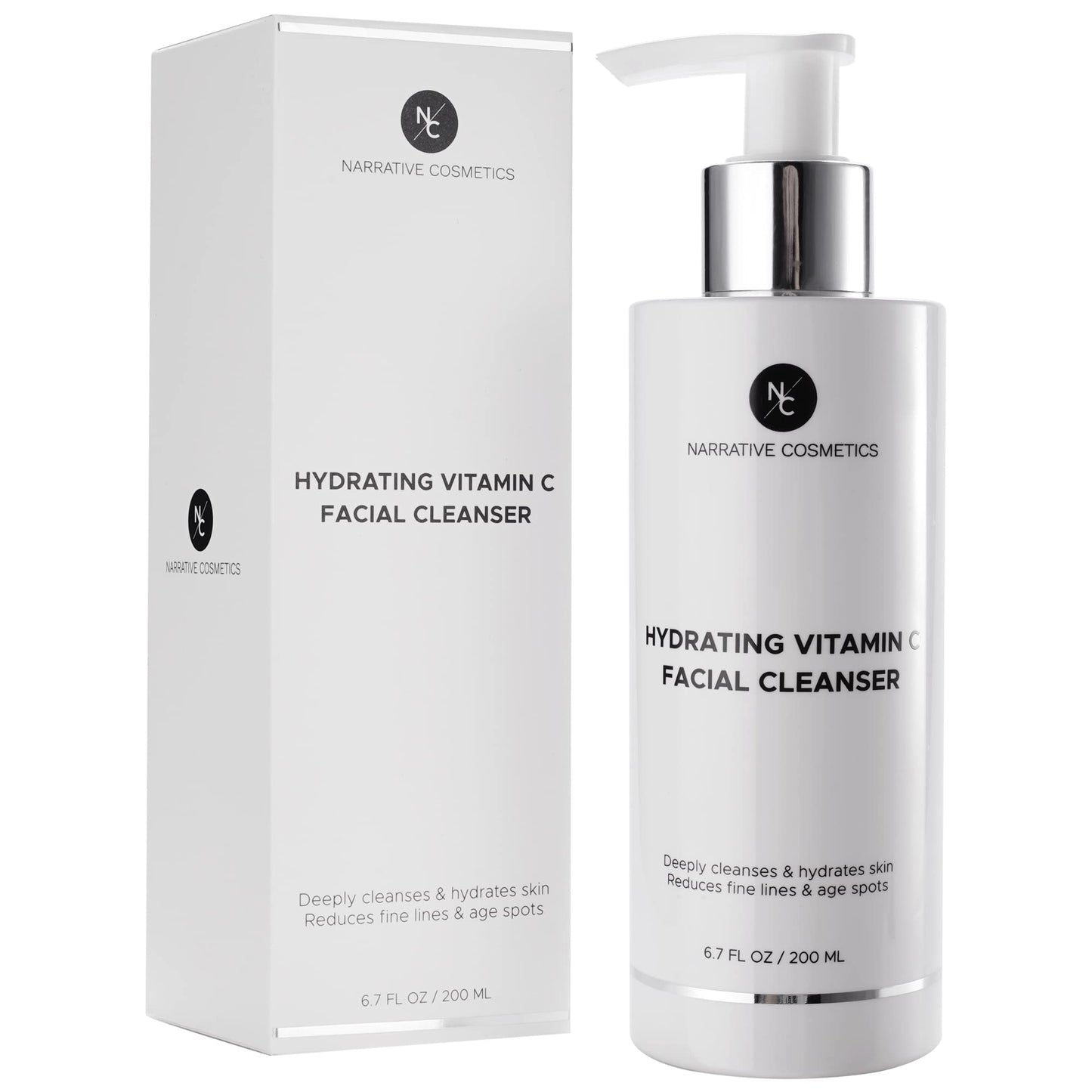 Narrative Cosmetics Vitamin C Face Wash Cleanser - Ultimate Water-Based Face Cleanser for Women - Anti-Aging and Gentle for All Skin Types- 6.7 Fl Oz