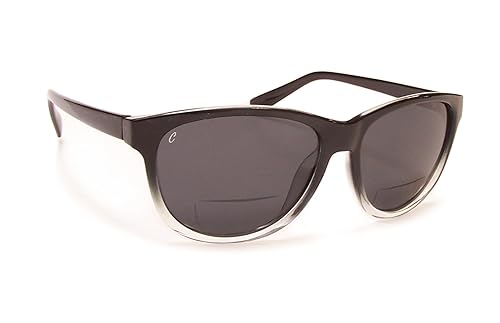 Coyote Eyewear Polarized Bifocal Reader Sunglass, Black/Clear Fade/Gray, 2