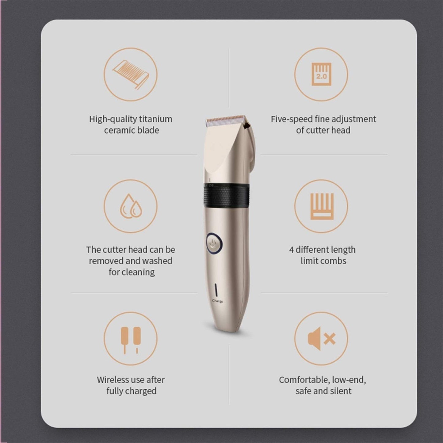 ZUIAI Hair Trimmer Men's Rechargeable Electric Hair Clipper Cordless Haircut Adjustable Ceramic Blade Beauty and Personal Care ZUIAI