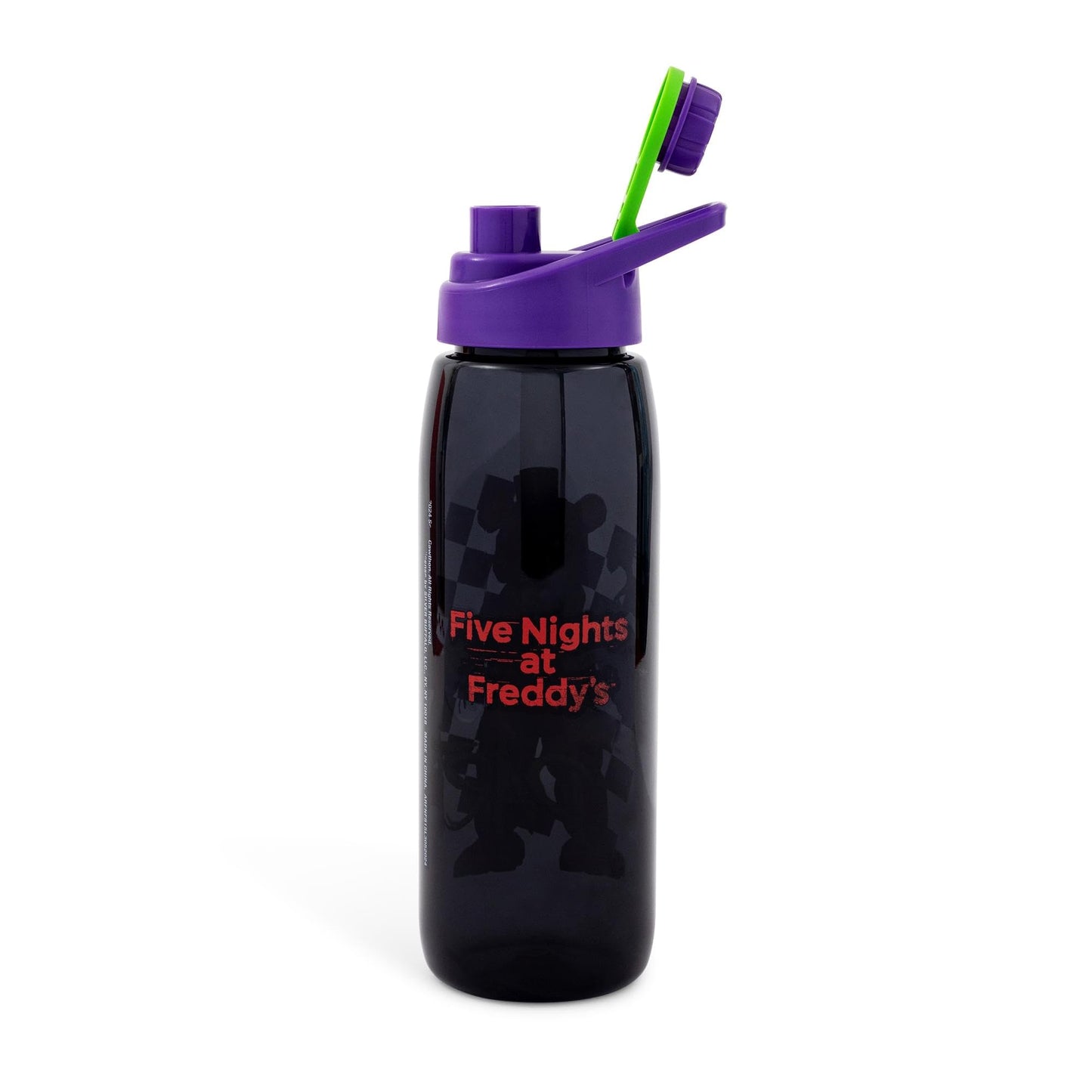 Silver Buffalo Five Nights At Freddy's “Let's Party” Checkerboard Water Bottle with Screw Lid, 28 Ounces