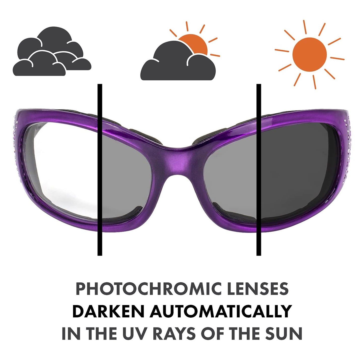 Global Vision Eyewear 24 Marilyn 2 Plus Riding Sunglasses with Clear to Smoke Photochromatic Lens