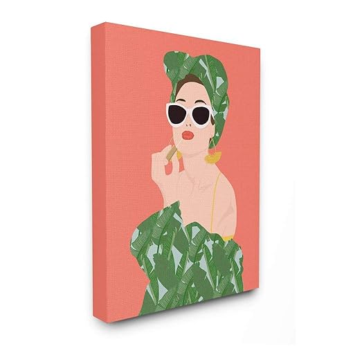Stupell Industries Female Glamour in Tropical Fashion Lip Cosmetic Wall Art, 16 x 20, Pink