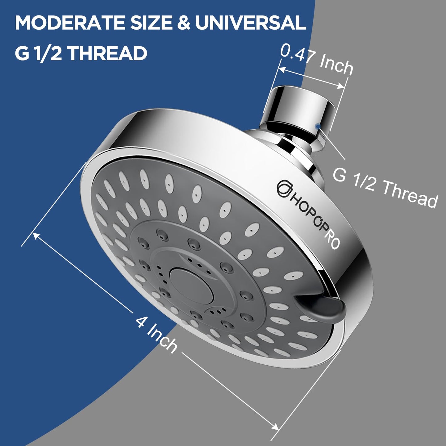 HOPOPRO 5-Mode High Pressure Shower Head - The Washington Post, NBC News, Today TV Show Recommended - High Flow Fixed Showerheads (4 Inch Chrome)
