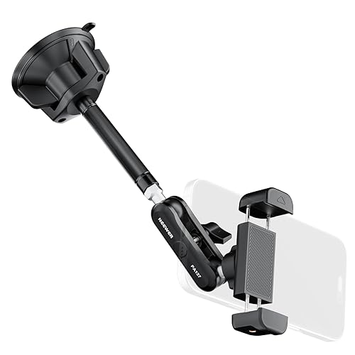 NEEWER Phone Holder for Your Car, 360° Rotating Vacuum Suction Cup Metal Cell Phone Mount Extended Magic Arm Compatible with iPhone Samsung…