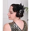 Aimimier 1920s Flapper Feather Hair Clip Black Roaring 20s Headpiece Costume Masquerade Hair Jewelry for Women and Girls (Style 1)