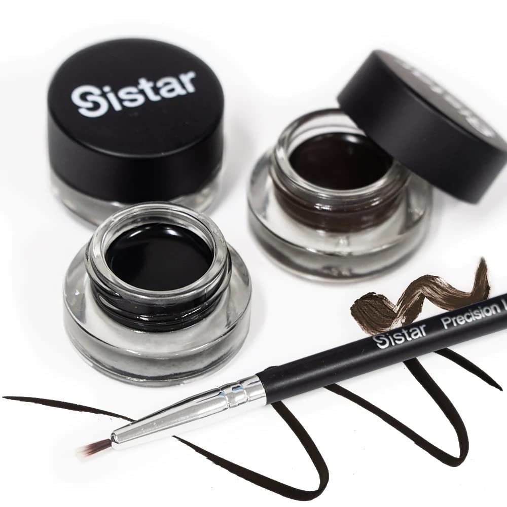 Sistar Gel Pot Liner Ultra Smooth Eyeliner Silky Intense Black Glitter and Dark Brown (Ultra Black)