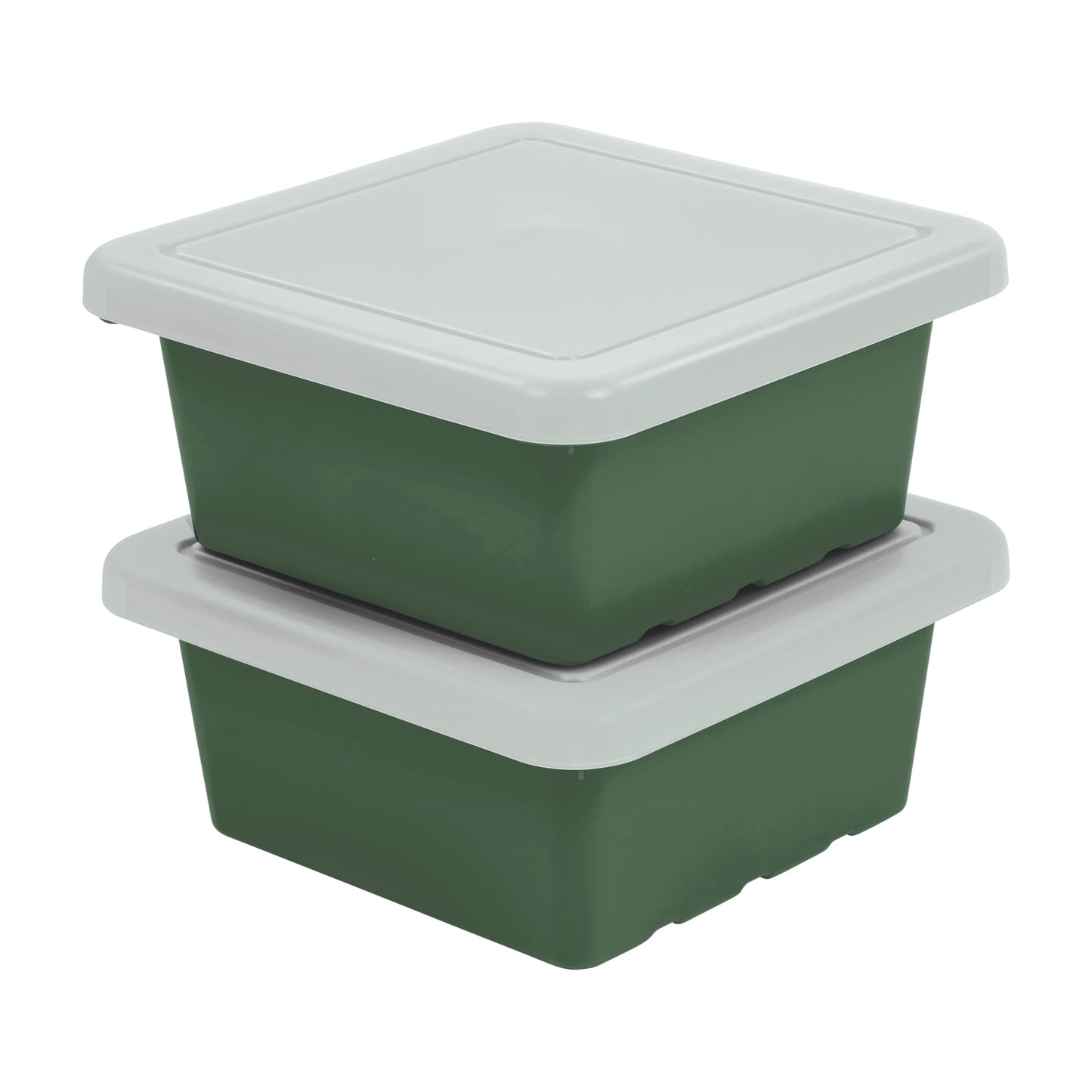 ECR4Kids Square Bin with Lid, Storage Containers, Hunter Green, 2-Pack