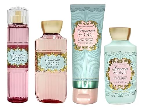 Bath and Body Works Sweetest Song 4 Piece Body Care Set - Mist, Body Cream, Lotion, and Body Wash - Full Size Beauty & Personal Care Bath & Body Works