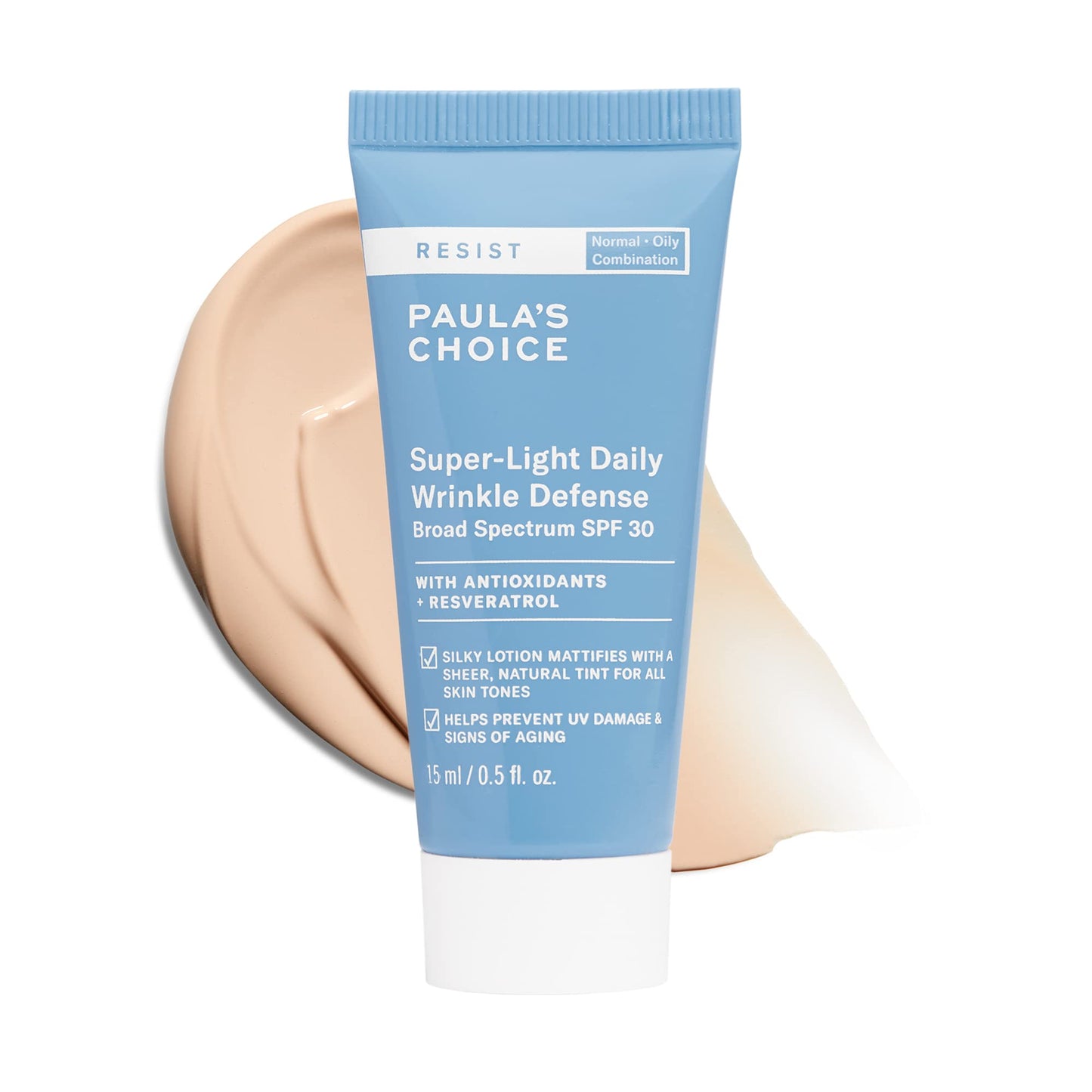 Paula's Choice RESIST Super-Light Daily Wrinkle Defense Mineral Sunscreen, SPF 30 Face Sunscreen for Oily Skin, Matte Tinted Face Moisturizer, UVA/UVB