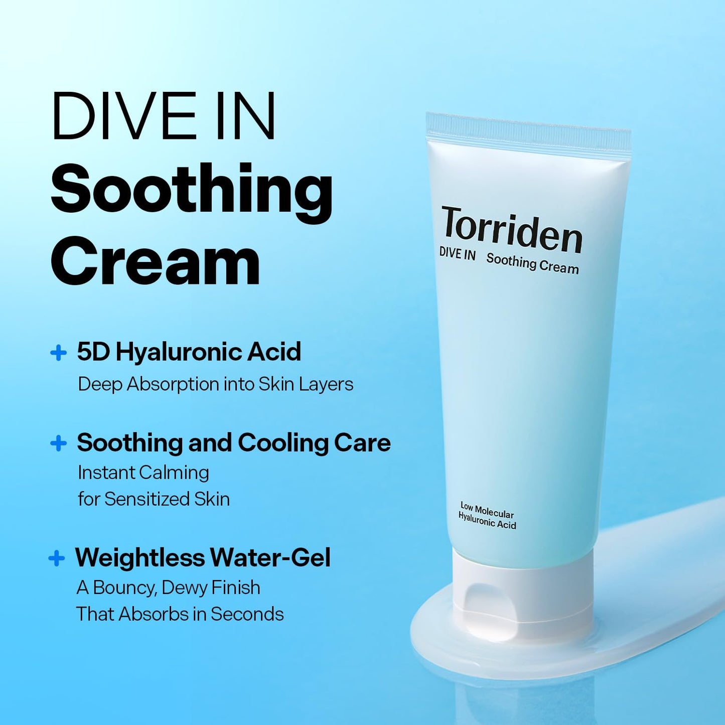 Torriden DIVE IN Hyaluronic Acid Soothing Cream Tube Type 100ml (3.38 fl. oz) | Revitalizing Facial Moisturizer for Sensitive and Dry Skin | Beauty and Personal Care Torriden