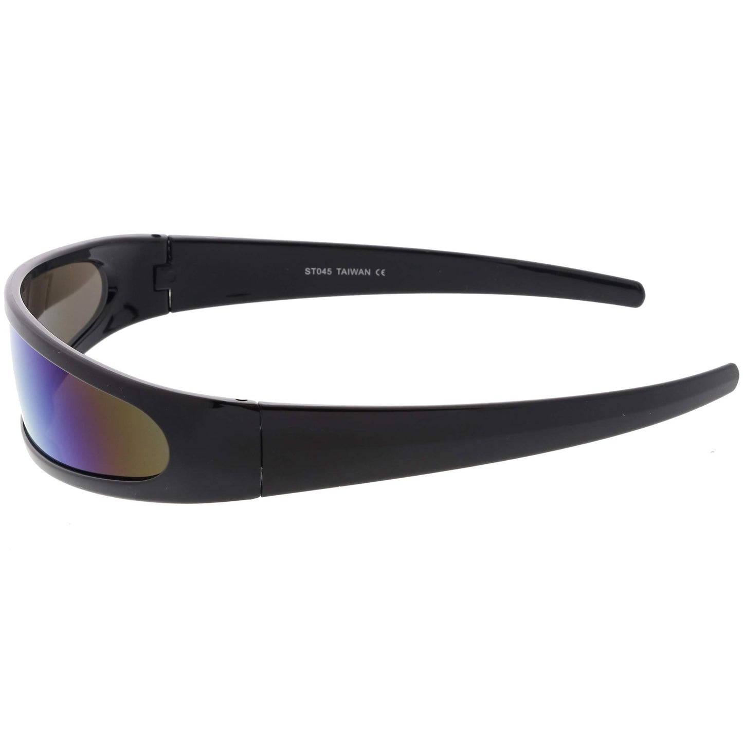 zeroUV Futuristic Narrow Cyclops Color Mirrored Lens Visor Sunglasses (Black Ice)