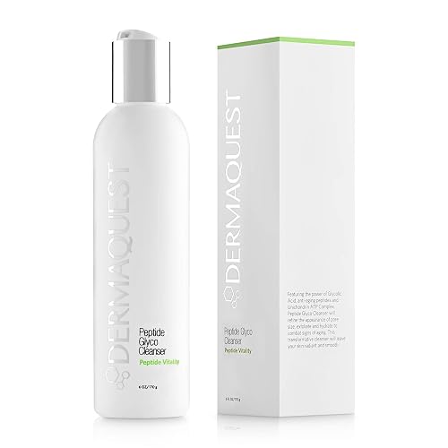 DermaQuest Peptide Vitality Peptide Creamy Glyco Cleanser - 15% Glycolic Acid Exfoliating Face Wash Pore Cleanser - Face Cleanser for Women & Men