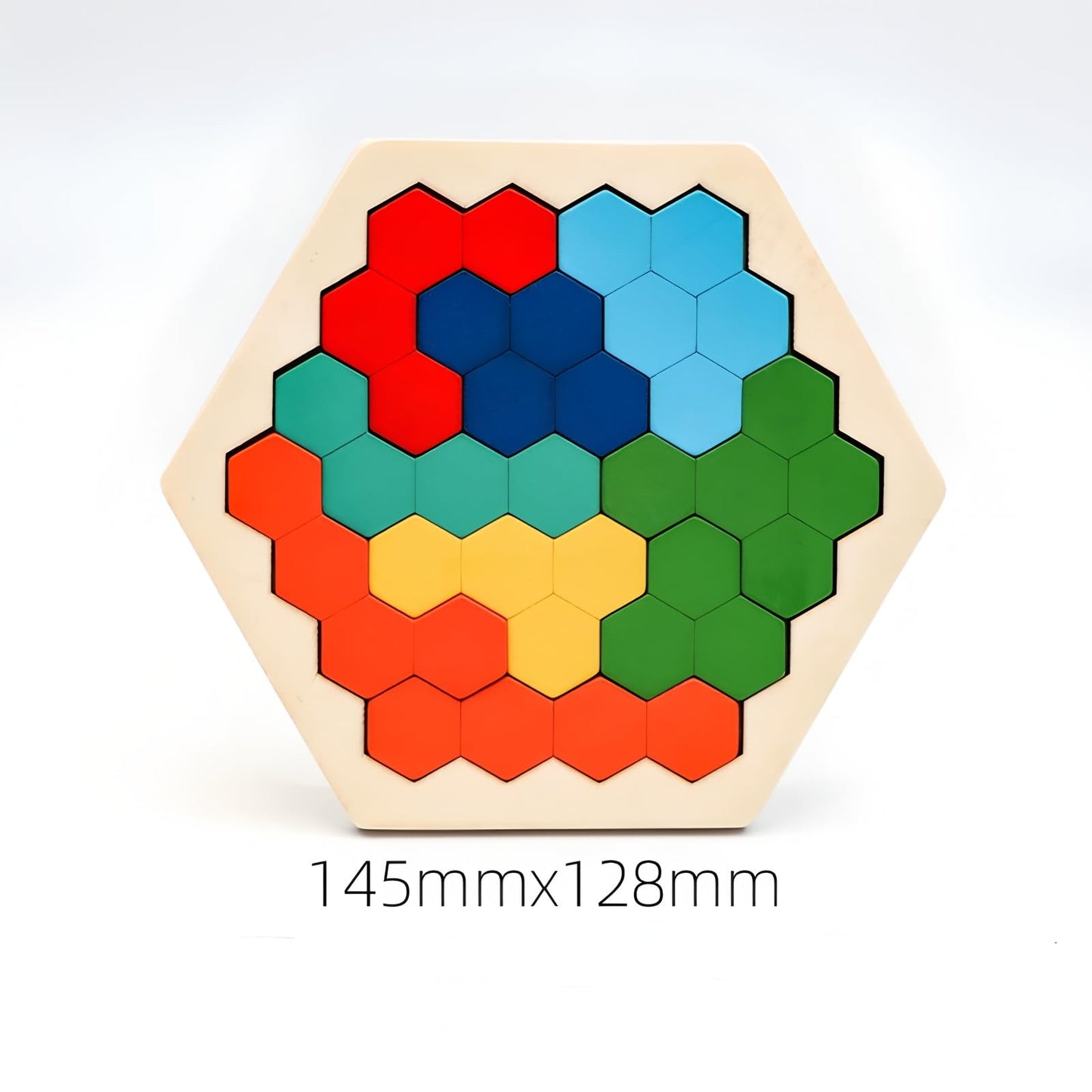 4-Pack Wooden Puzzle Set – Russian Blocks, Hexagon & Tangram Puzzles, Tic Tac Toe & Brain Teasers, Montessori STEM Educational Toy for Kids & Adults