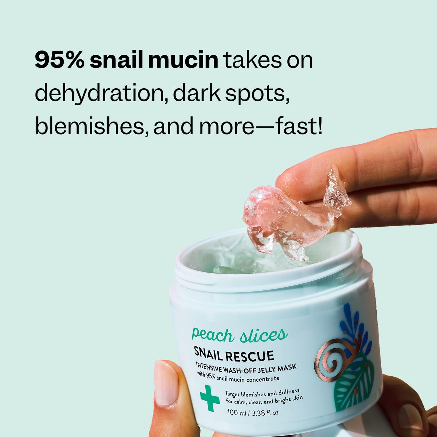 Peach Slices - Snail Rescue Intensive Wash-Off Jelly Mask (3.38 oz) - 95% Snail Mucin Concentrate - Gentle, Clear Skin - Cica, Birch Juice & Licorice
