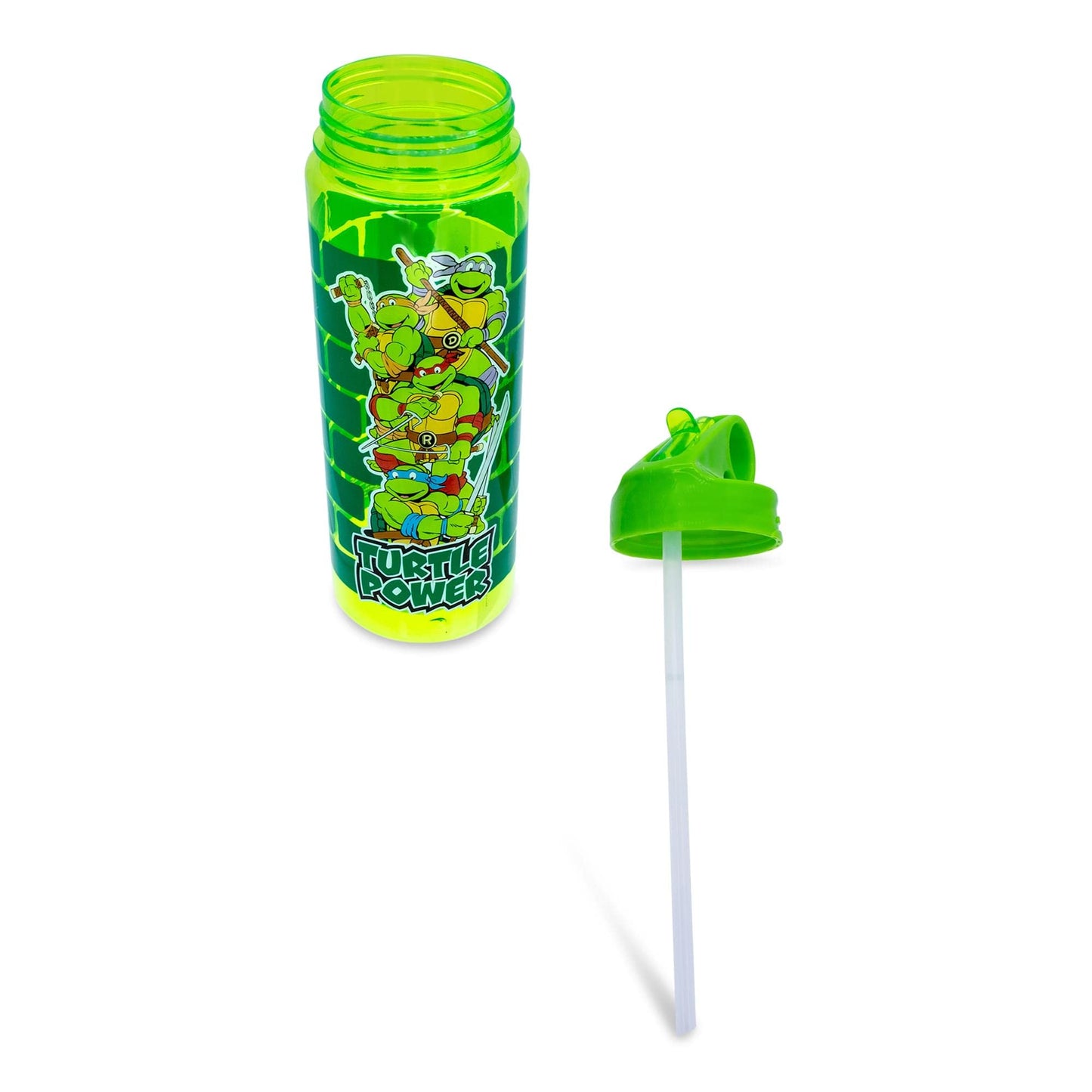 Silver Buffalo Teenage Mutant Ninja Turtles Water Bottle With Flip-Up Straw | BPA-Free Plastic Sports Jug | Holds 20 Ounces