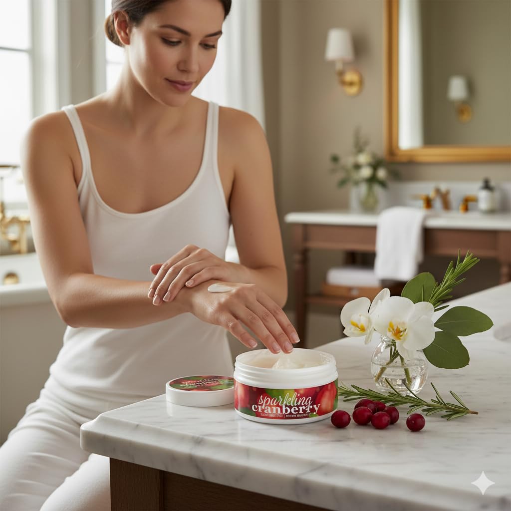 Greenwich Bay Trading Company Sparkling Cranberry Body Butter - Enriched with Shea Butter, Cocoa Butter & Vitamin E - Deep Hydration Body Cream