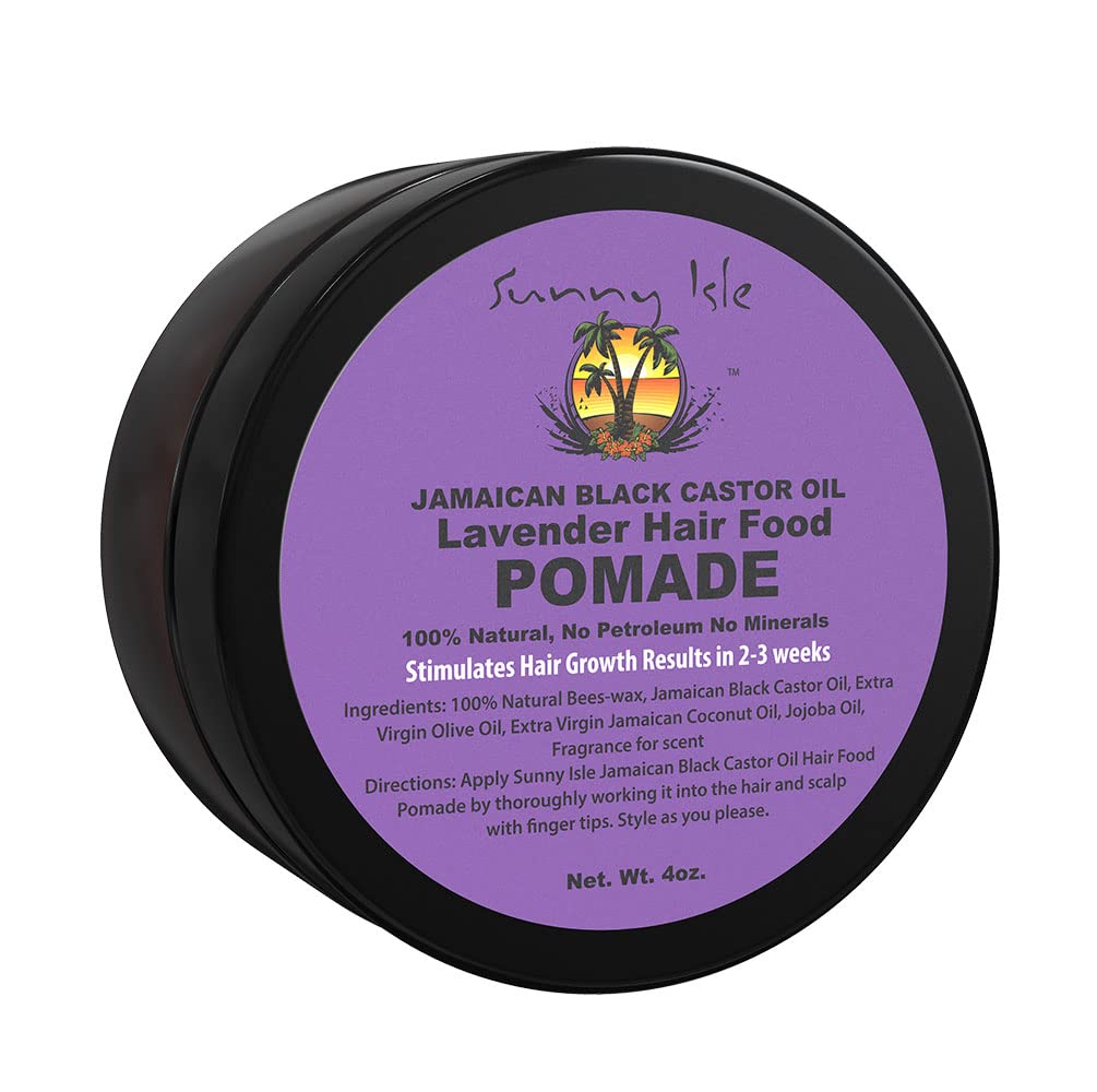 Sunny Isle Jamaican Black Castor Oil Lavender Hair Food Pomade, 4 oz | For Dry Scalp, Hair Breakage, Split Ends, Frizz Control & Dandruff