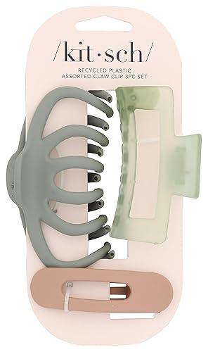 Kitsch Large Assorted Hair Clips for Women, Medium Open Shape Hair Claw Clips for Thick Hair, Flat Lay Hair Clip & Big Octopus Claw Clip for Teen